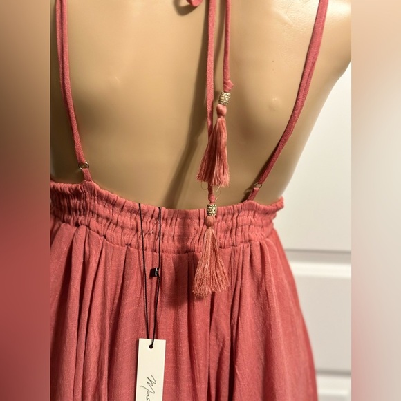 NWT-Tassel Fringe Strap Cutout Maxi Dress w/Pockets - Picture 13 of 14